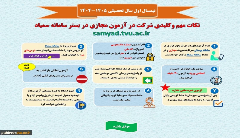 نکات مهم و کلیدی شرکت در آزمون مجازی در بستر سامانه سمیاد